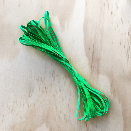 Green 3mm Braided Flat Elastic (5, 10 or 20 Metres Hanks)