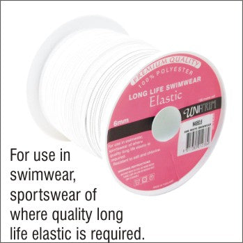 UNI-TRIM 6mm Swimwear Woven White Premium Elastic